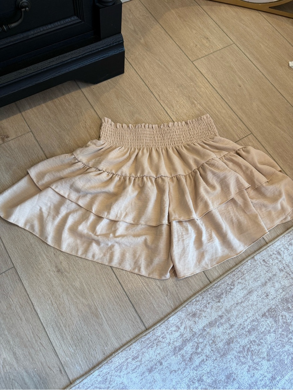 Beige Tiered Ruffle Women's Shorts